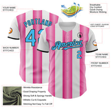 Загрузить изображение в средство просмотра галереи, Custom White Sky Blue Pink-Black Gradient Vertical Stripe Argentina Style Authentic Baseball Jersey
