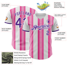 Load image into Gallery viewer, Custom White Purple-Pink Gradient Vertical Stripe Argentina Style Authentic Baseball Jersey
