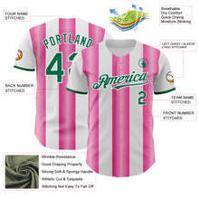 Charger l'image dans la galerie, Custom White Kelly Green-Pink Gradient Vertical Stripe Argentina Style Authentic Baseball Jersey
