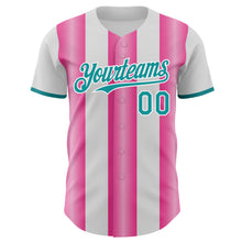 Load image into Gallery viewer, Custom White Teal-Pink Gradient Vertical Stripe Argentina Style Authentic Baseball Jersey
