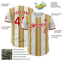 Charger l'image dans la galerie, Custom White Red-Old Gold Gradient Vertical Stripe Argentina Style Authentic Baseball Jersey
