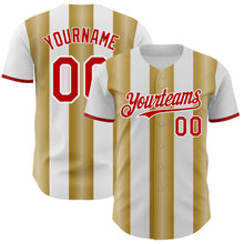 Charger l'image dans la galerie, Custom White Red-Old Gold Gradient Vertical Stripe Argentina Style Authentic Baseball Jersey
