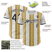 Load image into Gallery viewer, Custom White Black-Old Gold Gradient Vertical Stripe Argentina Style Authentic Baseball Jersey

