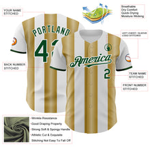 Load image into Gallery viewer, Custom White Green-Old Gold Gradient Vertical Stripe Argentina Style Authentic Baseball Jersey
