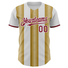 Charger l'image dans la galerie, Custom White Crimson-Old Gold Gradient Vertical Stripe Argentina Style Authentic Baseball Jersey
