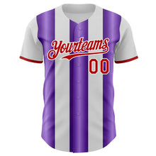 Загрузить изображение в средство просмотра галереи, Custom White Red-Purple Gradient Vertical Stripe Argentina Style Authentic Baseball Jersey
