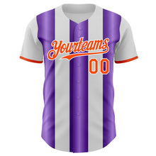 Load image into Gallery viewer, Custom White Orange-Purple Gradient Vertical Stripe Argentina Style Authentic Baseball Jersey
