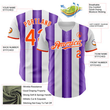 Load image into Gallery viewer, Custom White Orange-Purple Gradient Vertical Stripe Argentina Style Authentic Baseball Jersey
