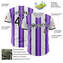 Load image into Gallery viewer, Custom White Black-Purple Gradient Vertical Stripe Argentina Style Authentic Baseball Jersey
