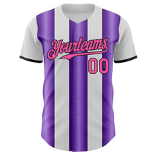 Загрузить изображение в средство просмотра галереи, Custom White Pink Purple-Black Gradient Vertical Stripe Argentina Style Authentic Baseball Jersey
