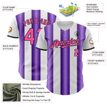Загрузить изображение в средство просмотра галереи, Custom White Pink Purple-Black Gradient Vertical Stripe Argentina Style Authentic Baseball Jersey
