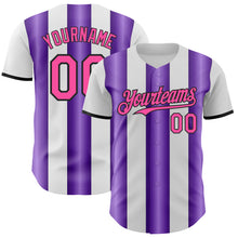 Загрузить изображение в средство просмотра галереи, Custom White Pink Purple-Black Gradient Vertical Stripe Argentina Style Authentic Baseball Jersey
