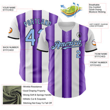 Charger l'image dans la galerie, Custom White Light Blue Purple-Black Gradient Vertical Stripe Argentina Style Authentic Baseball Jersey
