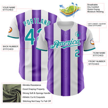 Загрузить изображение в средство просмотра галереи, Custom White Teal-Purple Gradient Vertical Stripe Argentina Style Authentic Baseball Jersey
