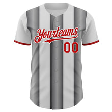 Загрузить изображение в средство просмотра галереи, Custom White Red-Steel Gray Gradient Vertical Stripe Argentina Style Authentic Baseball Jersey
