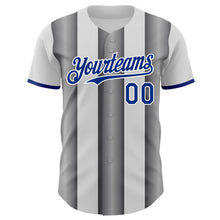 Загрузить изображение в средство просмотра галереи, Custom White Royal-Steel Gray Gradient Vertical Stripe Argentina Style Authentic Baseball Jersey
