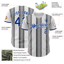 Загрузить изображение в средство просмотра галереи, Custom White Royal-Steel Gray Gradient Vertical Stripe Argentina Style Authentic Baseball Jersey
