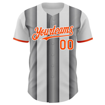 Custom White Orange-Steel Gray Gradient Vertical Stripe Argentina Style Authentic Baseball Jersey