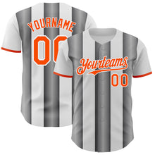 Laden Sie das Bild in den Galerie-Viewer, Custom White Orange-Steel Gray Gradient Vertical Stripe Argentina Style Authentic Baseball Jersey
