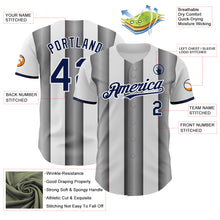 Load image into Gallery viewer, Custom White Navy-Steel Gray Gradient Vertical Stripe Argentina Style Authentic Baseball Jersey
