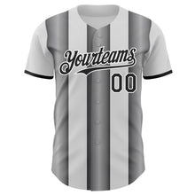 Charger l'image dans la galerie, Custom White Black-Steel Gray Gradient Vertical Stripe Argentina Style Authentic Baseball Jersey
