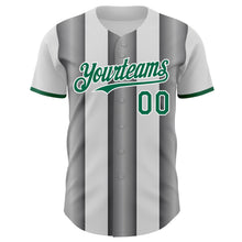 Charger l'image dans la galerie, Custom White Kelly Green-Steel Gray Gradient Vertical Stripe Argentina Style Authentic Baseball Jersey
