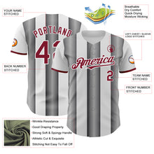 Загрузить изображение в средство просмотра галереи, Custom White Crimson-Steel Gray Gradient Vertical Stripe Argentina Style Authentic Baseball Jersey
