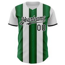 Load image into Gallery viewer, Custom White Black-Green Gradient Vertical Stripe Argentina Style Authentic Baseball Jersey

