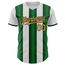 Charger l'image dans la galerie, Custom White Old Gold Green-Black Gradient Vertical Stripe Argentina Style Authentic Baseball Jersey
