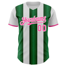 Charger l'image dans la galerie, Custom White Pink-Green Gradient Vertical Stripe Argentina Style Authentic Baseball Jersey
