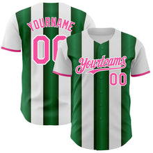 Charger l'image dans la galerie, Custom White Pink-Green Gradient Vertical Stripe Argentina Style Authentic Baseball Jersey
