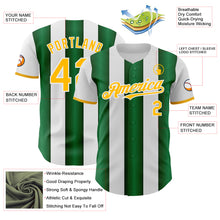 Charger l'image dans la galerie, Custom White Gold-Green Gradient Vertical Stripe Argentina Style Authentic Baseball Jersey
