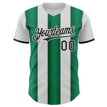 Charger l'image dans la galerie, Custom White Black-Kelly Green Gradient Vertical Stripe Argentina Style Authentic Baseball Jersey
