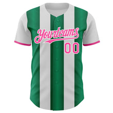 Charger l'image dans la galerie, Custom White Pink-Kelly Green Gradient Vertical Stripe Argentina Style Authentic Baseball Jersey
