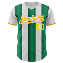 Charger l'image dans la galerie, Custom White Gold-Kelly Green Gradient Vertical Stripe Argentina Style Authentic Baseball Jersey
