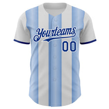 Загрузить изображение в средство просмотра галереи, Custom White Royal-Light Blue Gradient Vertical Stripe Argentina Style Authentic Baseball Jersey
