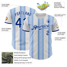 Загрузить изображение в средство просмотра галереи, Custom White Royal-Light Blue Gradient Vertical Stripe Argentina Style Authentic Baseball Jersey
