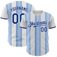 Загрузить изображение в средство просмотра галереи, Custom White Royal-Light Blue Gradient Vertical Stripe Argentina Style Authentic Baseball Jersey
