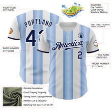 Charger l'image dans la galerie, Custom White Navy-Light Blue Gradient Vertical Stripe Argentina Style Authentic Baseball Jersey
