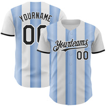 Load image into Gallery viewer, Custom White Black-Light Blue Gradient Vertical Stripe Argentina Style Authentic Baseball Jersey
