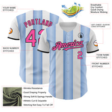 Load image into Gallery viewer, Custom White Pink Light Blue-Black Gradient Vertical Stripe Argentina Style Authentic Baseball Jersey
