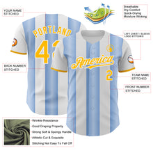 Charger l'image dans la galerie, Custom White Gold-Light Blue Gradient Vertical Stripe Argentina Style Authentic Baseball Jersey
