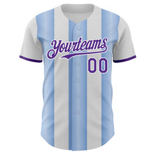 Load image into Gallery viewer, Custom White Purple-Light Blue Gradient Vertical Stripe Argentina Style Authentic Baseball Jersey
