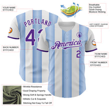 Load image into Gallery viewer, Custom White Purple-Light Blue Gradient Vertical Stripe Argentina Style Authentic Baseball Jersey
