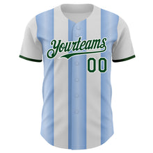 Charger l'image dans la galerie, Custom White Green-Light Blue Gradient Vertical Stripe Argentina Style Authentic Baseball Jersey

