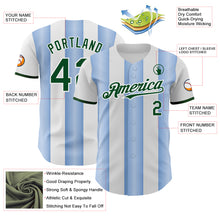 Charger l'image dans la galerie, Custom White Green-Light Blue Gradient Vertical Stripe Argentina Style Authentic Baseball Jersey
