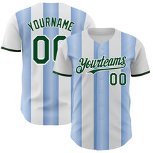 Charger l'image dans la galerie, Custom White Green-Light Blue Gradient Vertical Stripe Argentina Style Authentic Baseball Jersey
