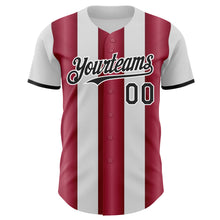 Load image into Gallery viewer, Custom White Black-Crimson Gradient Vertical Stripe Argentina Style Authentic Baseball Jersey
