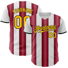 Charger l'image dans la galerie, Custom White Gold Crimson-Black Gradient Vertical Stripe Argentina Style Authentic Baseball Jersey
