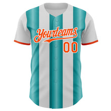 Laden Sie das Bild in den Galerie-Viewer, Custom White Orange-Teal Gradient Vertical Stripe Argentina Style Authentic Baseball Jersey
